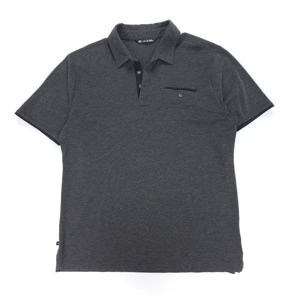 TRAVIS MATHEW Golf Polo Short Sleeve Casual Shirt Mens Large‎ Heathered Black